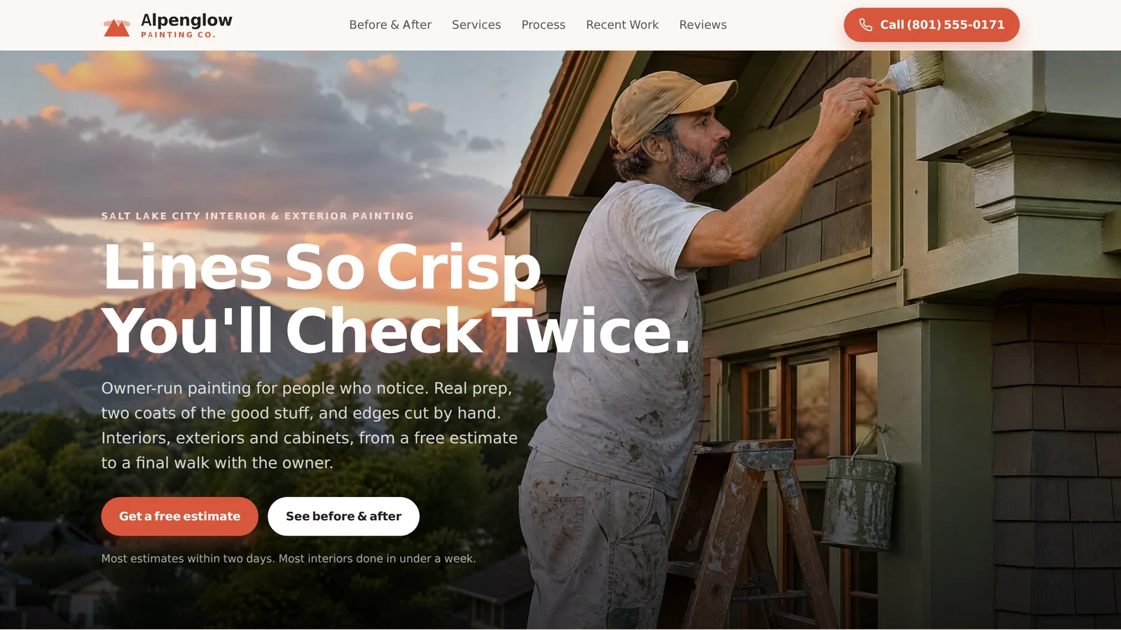 Alpenglow Painting Co. website homepage